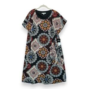 NWT Robbie Bee Signature Sarong Wrap Dress Short Sleeve Multi-Color 2X Women's